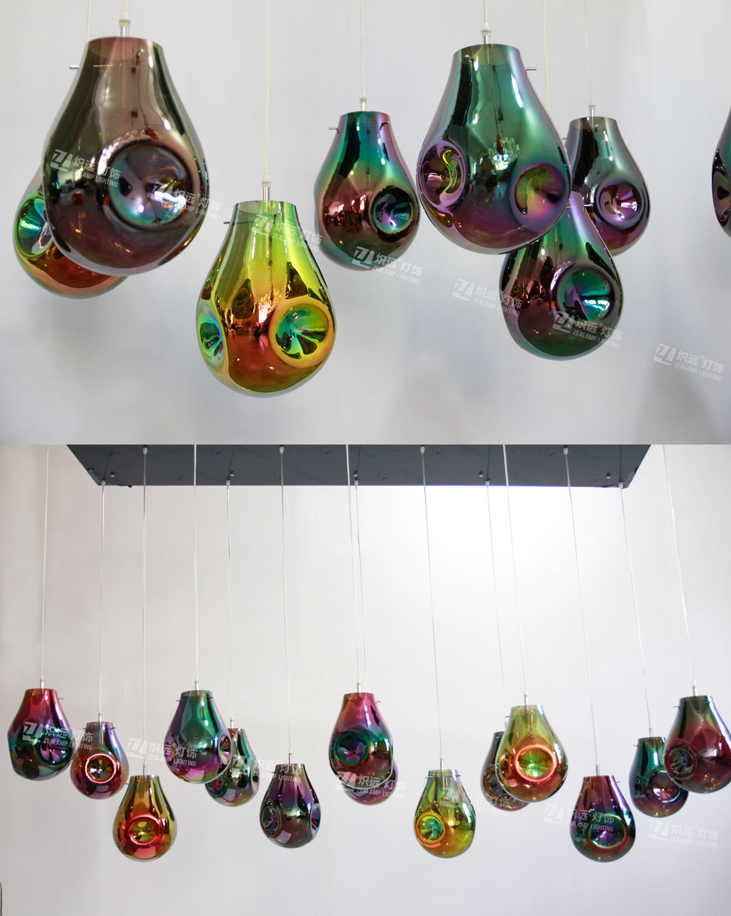 Colorful gradient shaped glass pendant light