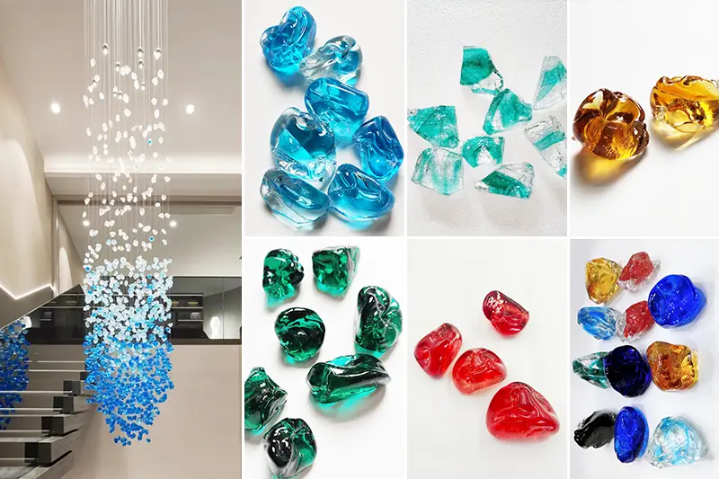 Glass stone pendant light