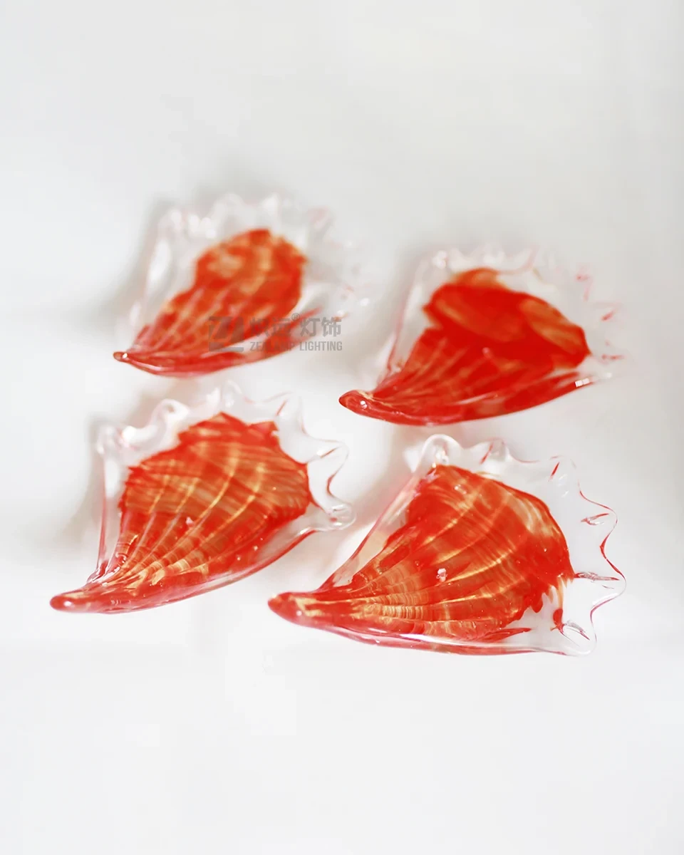 Red duck paw shaped art glass pendant
