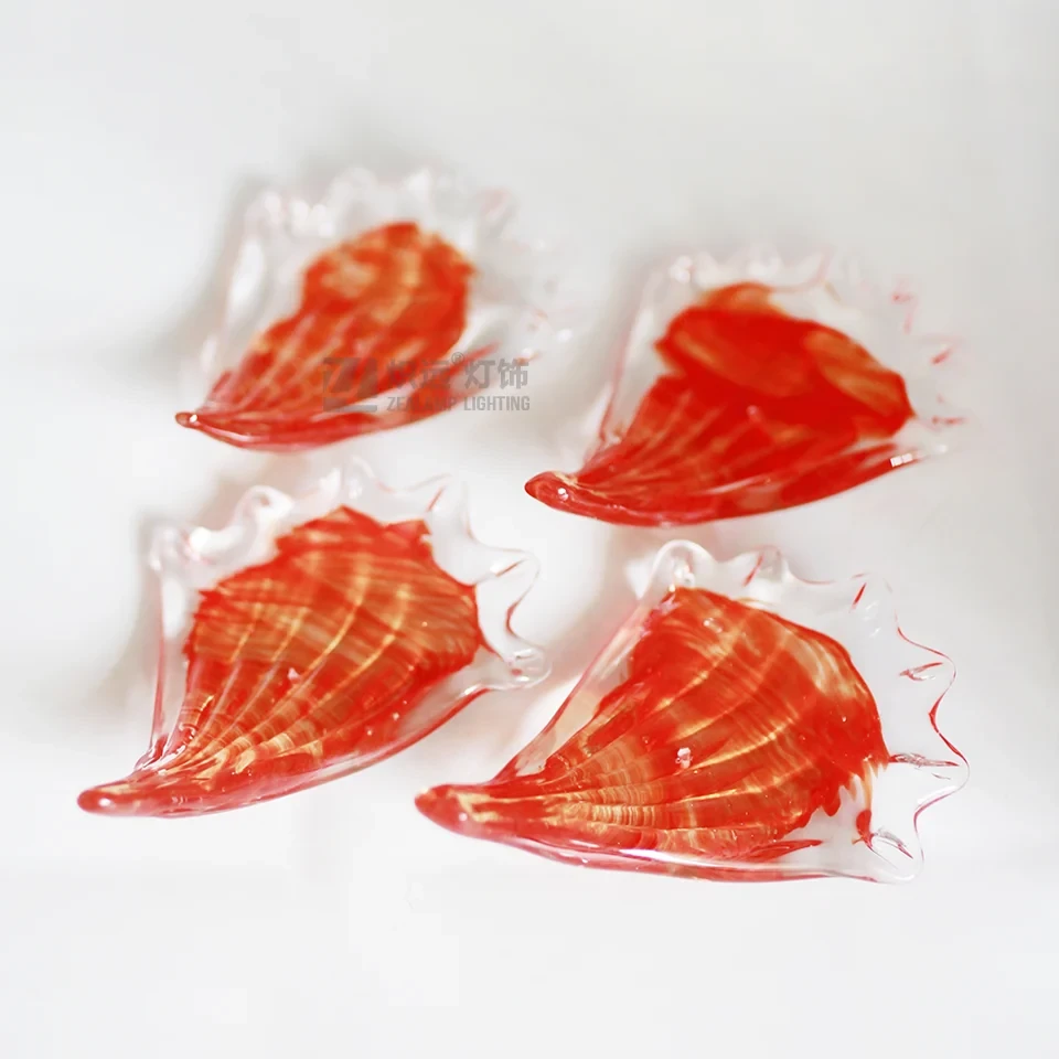 Red duck paw shaped art glass pendant