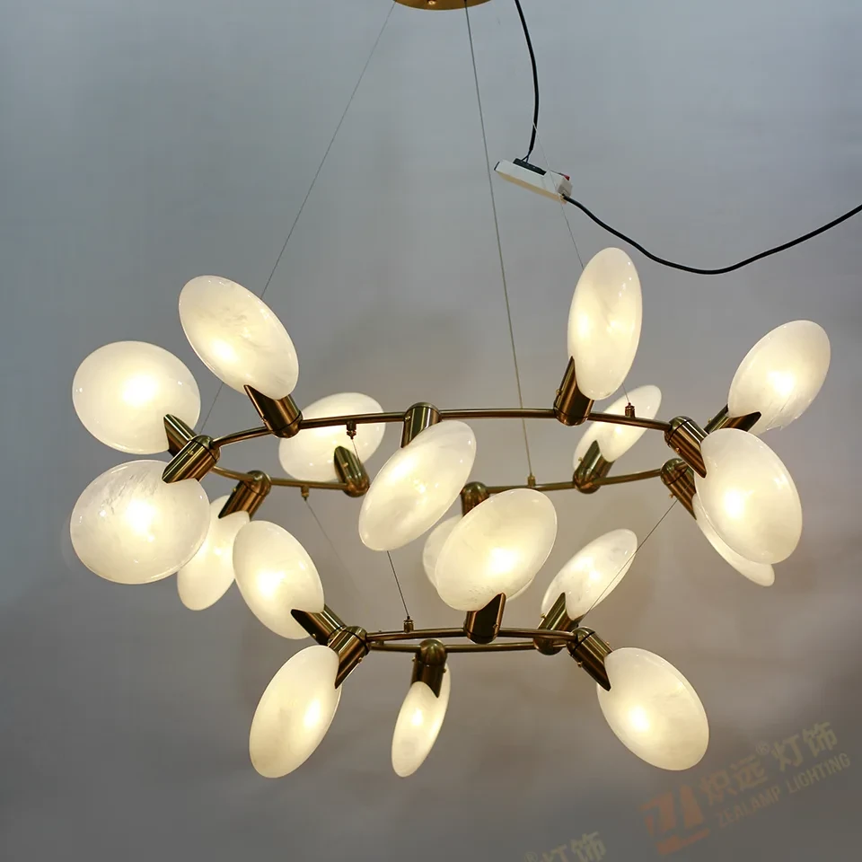 Villa living room featured chandelier