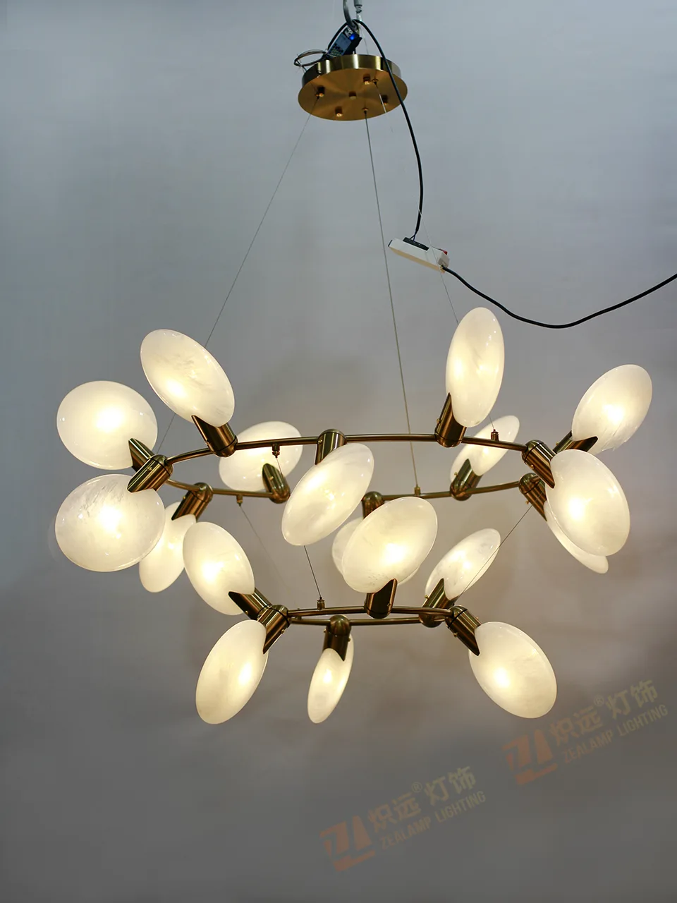 Villa living room featured chandelier