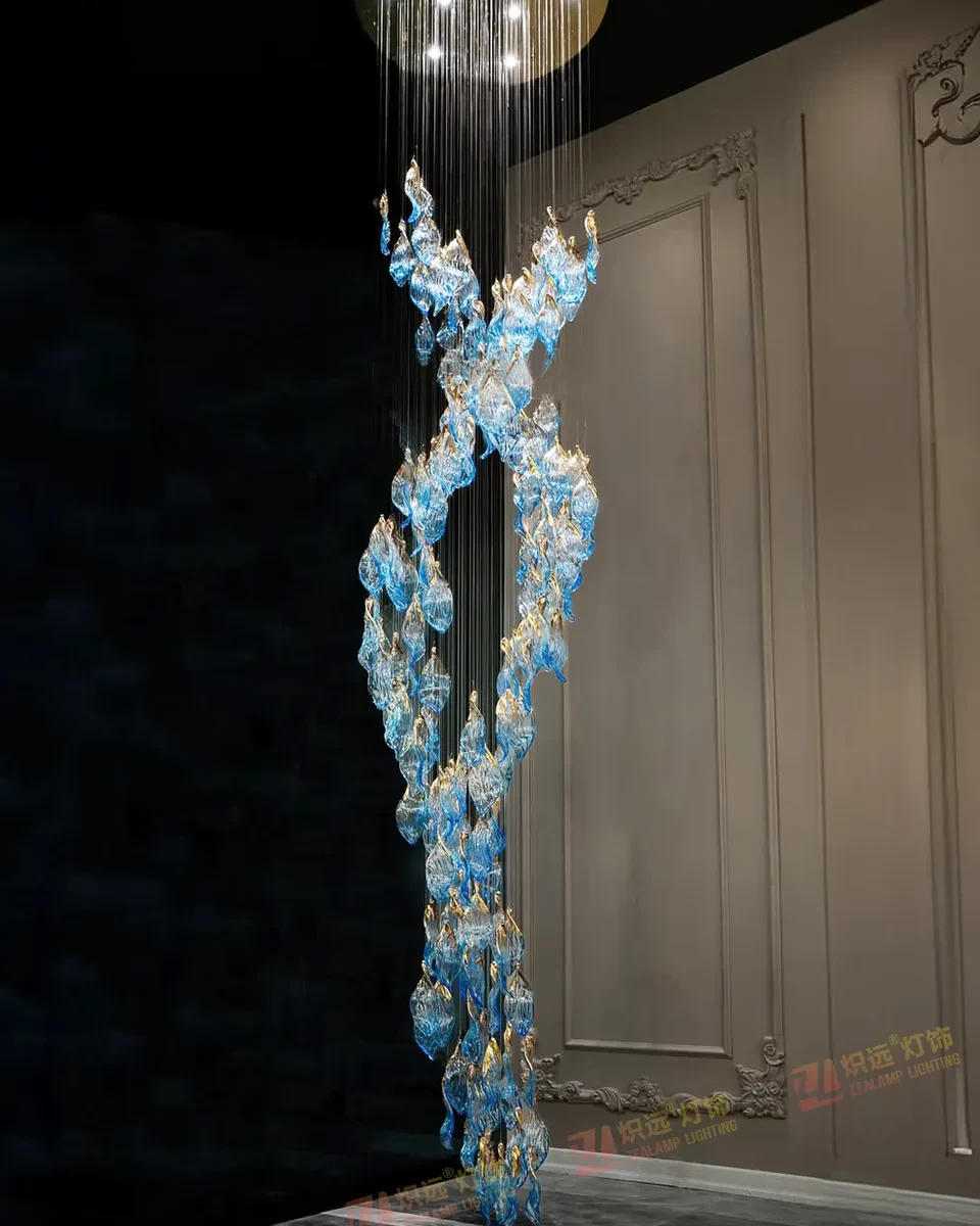 Blue Art Glass Pendant Light