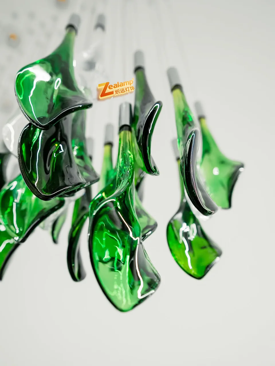 Green glass pendant light