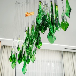 Green glass pendant light
