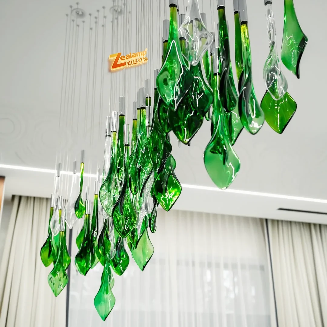 Green glass pendant light