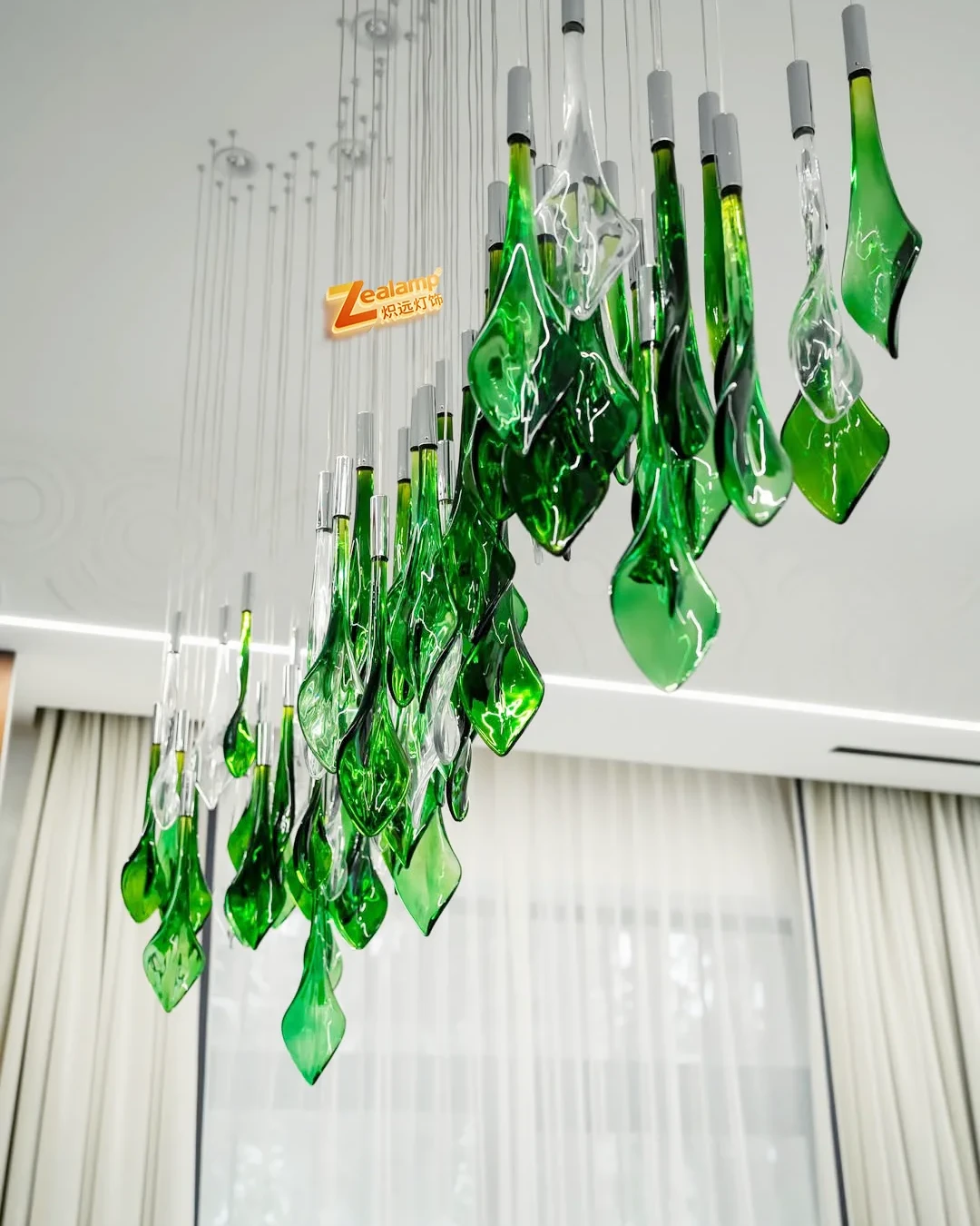 Green glass pendant light