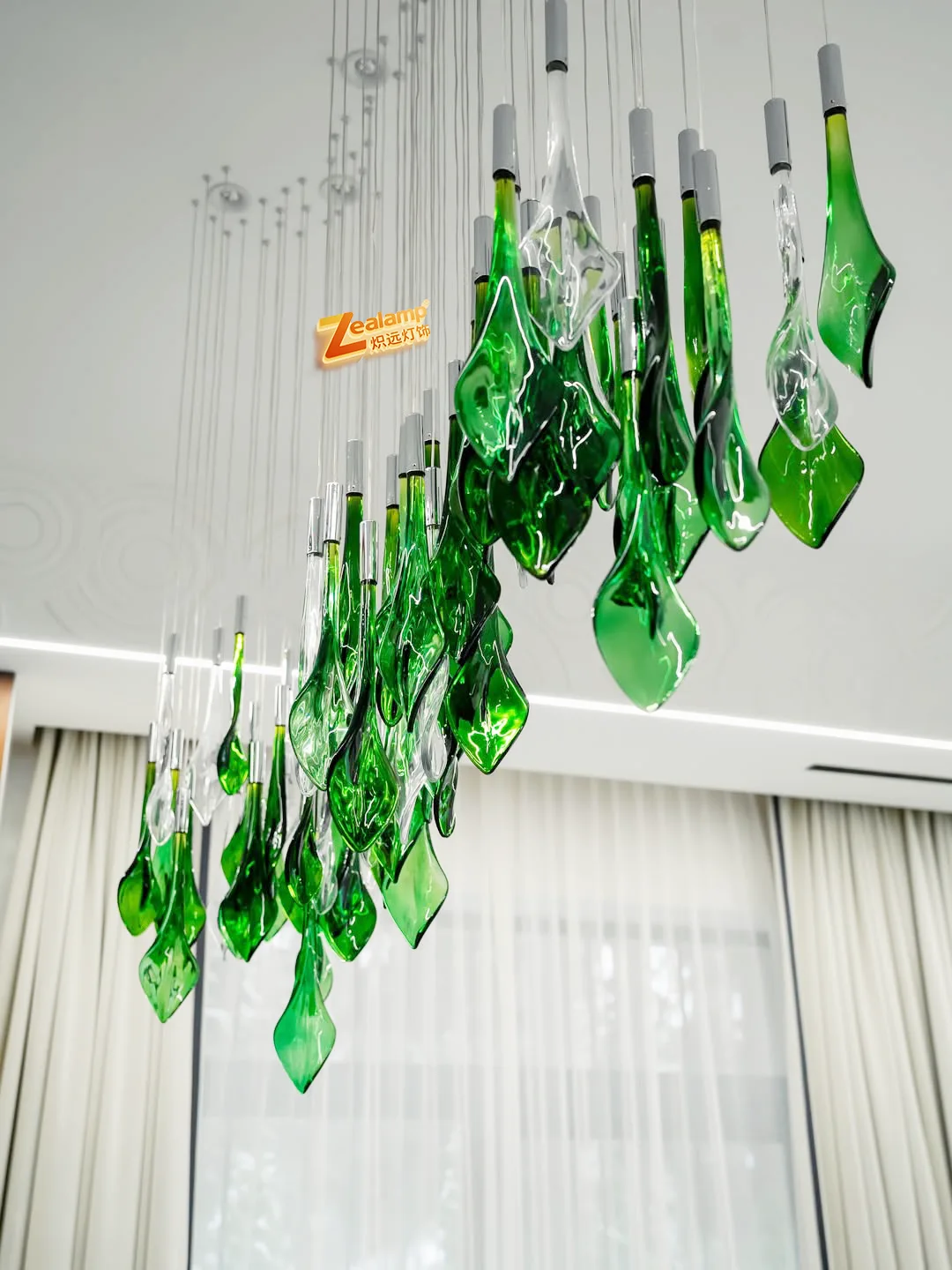 Green glass pendant light