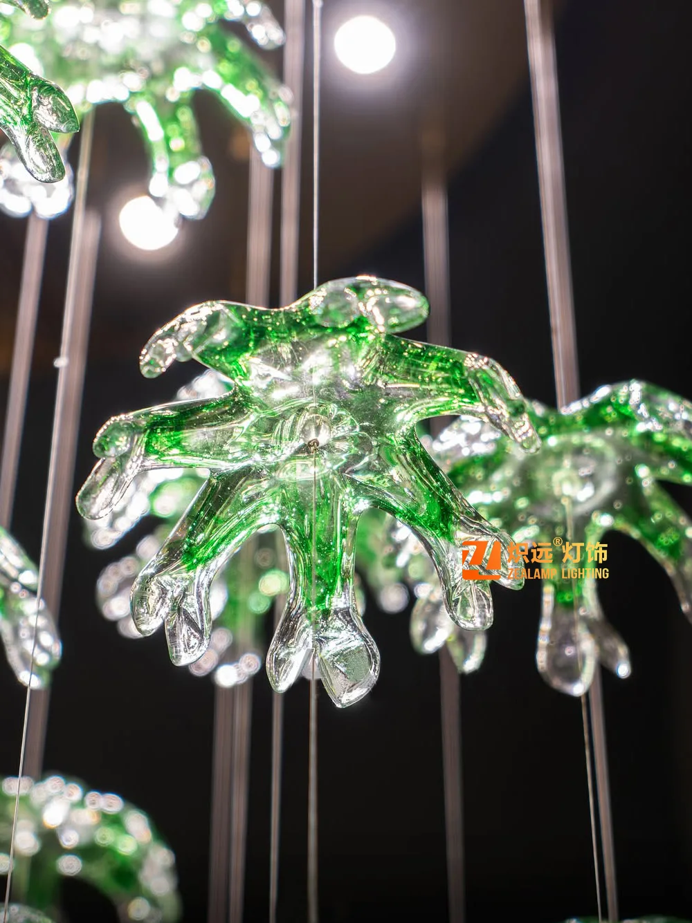 Staircase art glass chandelier