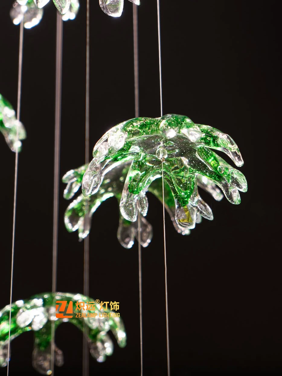 Staircase art glass chandelier