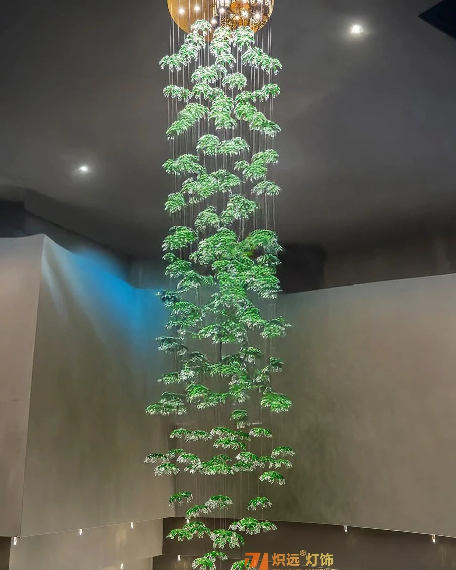 Staircase art glass chandelier