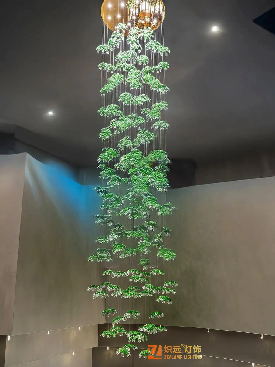 Staircase art glass chandelier
