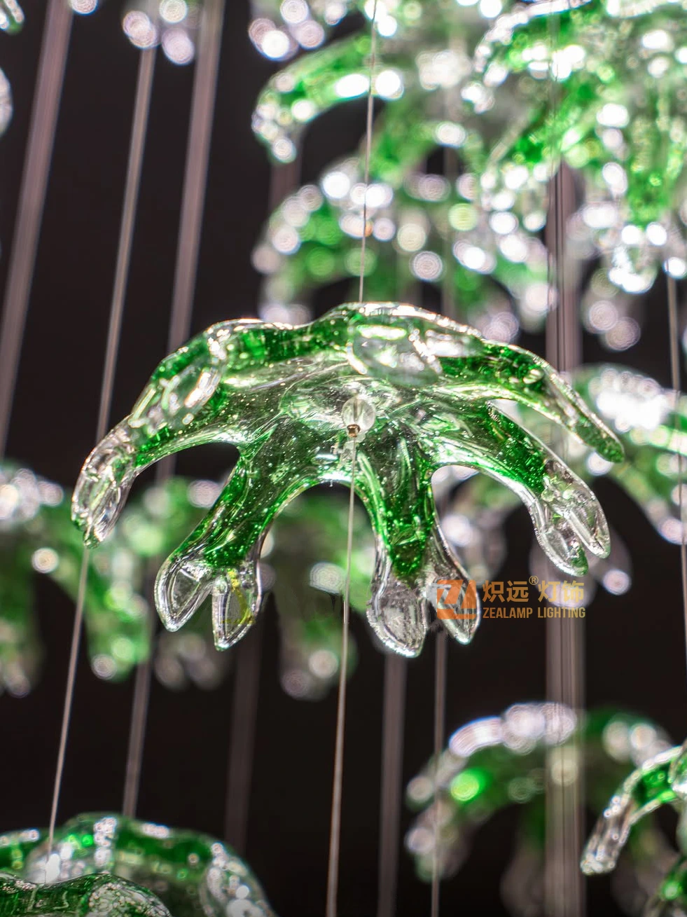 Staircase art glass chandelier