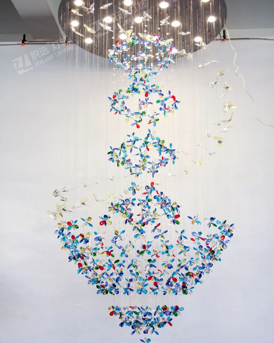 Crystal flower pendant light