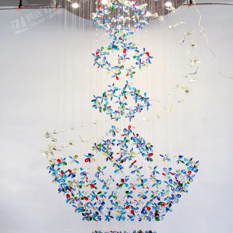 Crystal flower pendant light