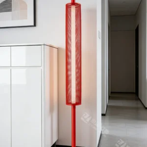 This is a red floor lamp suitable for various scenes such as hotel rooms and living rooms
