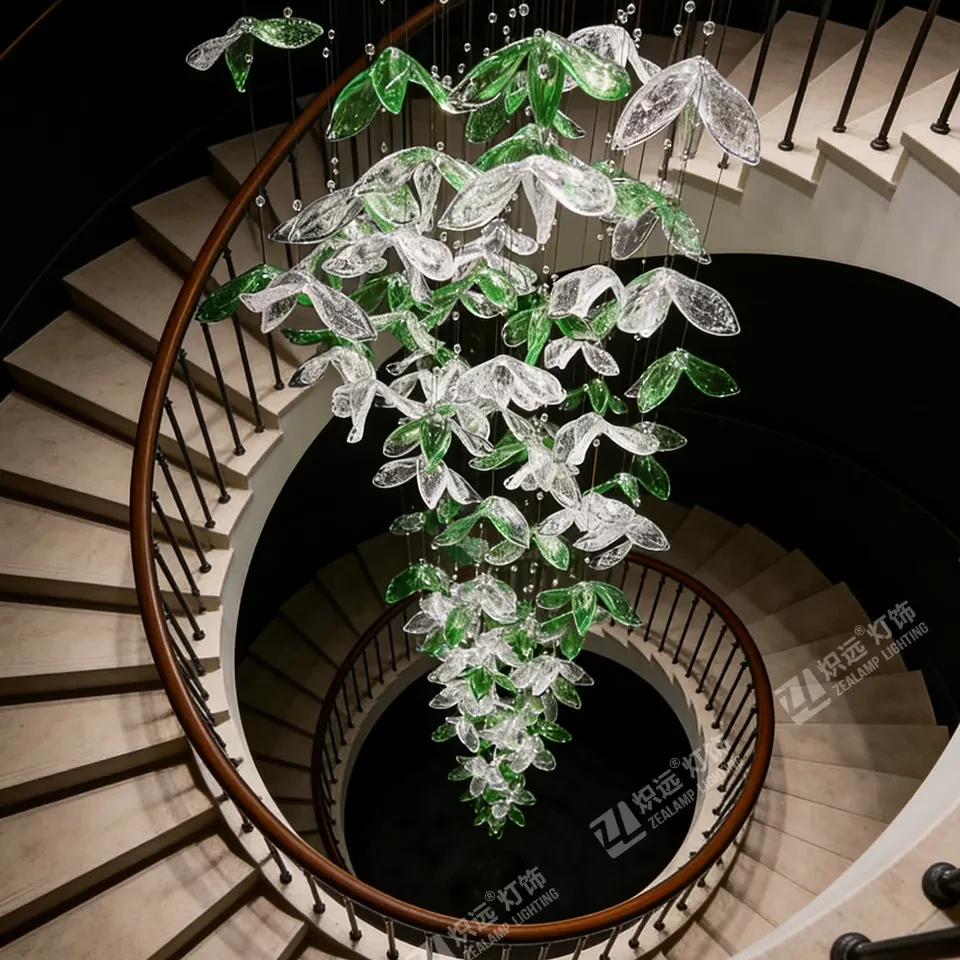 Spiral staircase chandelier